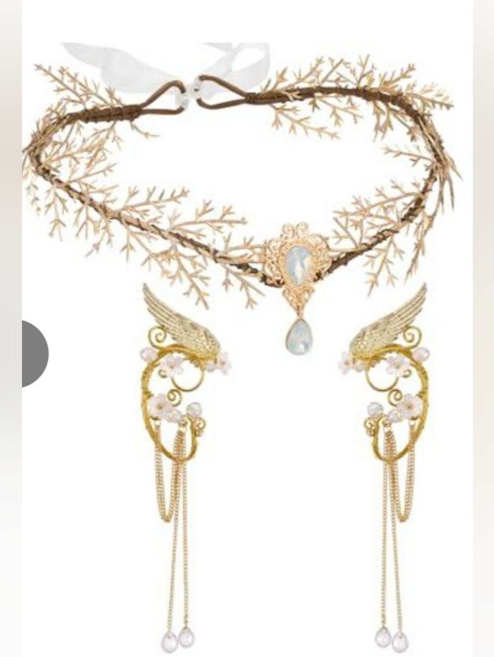 Fairy Elf Gold Woodland Rhinestone Tiara Headpiece And Earrings Elf Ears